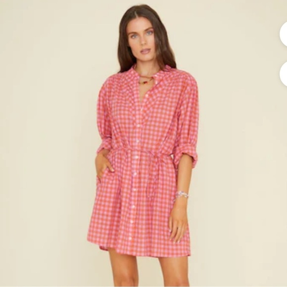 Xirena Button Front Pink and Red Winnie Dress Size XS - Picture 1 of 6